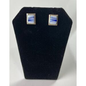 BGM Native American 925 Sterling Silver Post Earrings Cobalt Blue Denim Studs EE